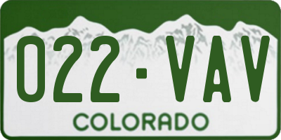 CO license plate 022VAV