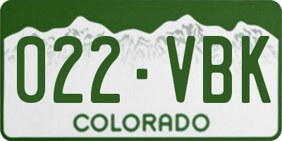 CO license plate 022VBK