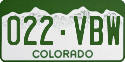 CO license plate 022VBW