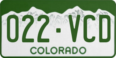 CO license plate 022VCD