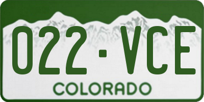CO license plate 022VCE