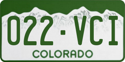 CO license plate 022VCI