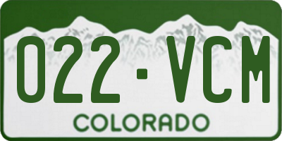 CO license plate 022VCM
