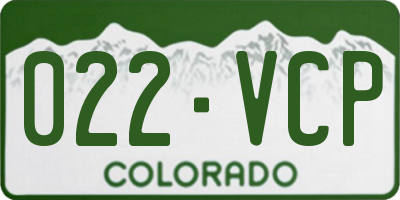CO license plate 022VCP