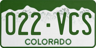 CO license plate 022VCS