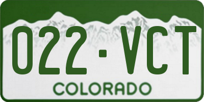 CO license plate 022VCT