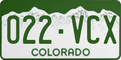 CO license plate 022VCX