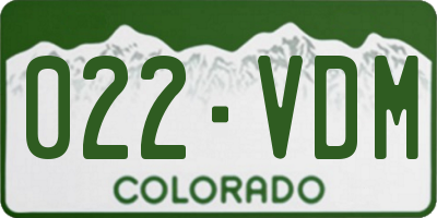 CO license plate 022VDM