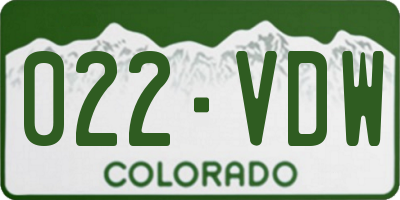 CO license plate 022VDW