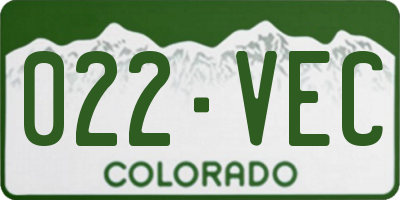 CO license plate 022VEC
