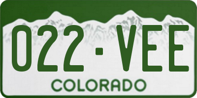 CO license plate 022VEE