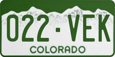 CO license plate 022VEK