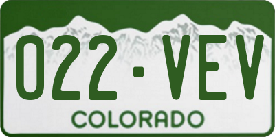 CO license plate 022VEV