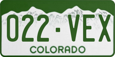 CO license plate 022VEX