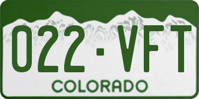 CO license plate 022VFT