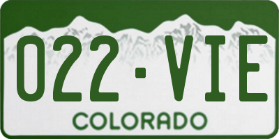 CO license plate 022VIE