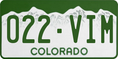 CO license plate 022VIM