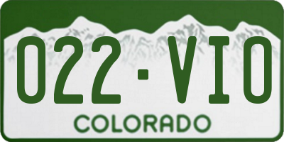 CO license plate 022VIO