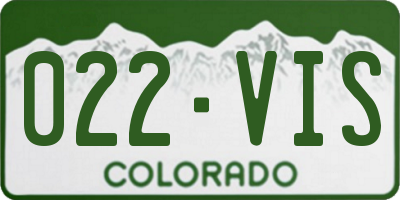 CO license plate 022VIS