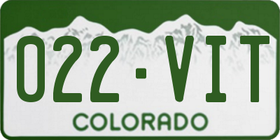 CO license plate 022VIT