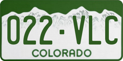 CO license plate 022VLC