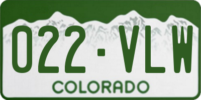 CO license plate 022VLW