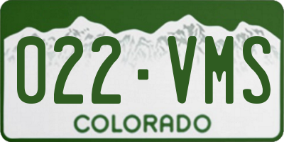 CO license plate 022VMS