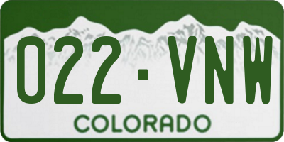CO license plate 022VNW