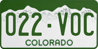 CO license plate 022VOC