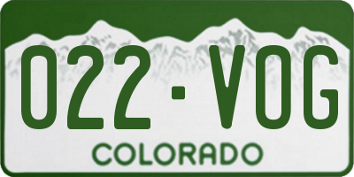 CO license plate 022VOG