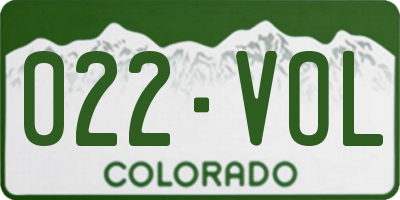 CO license plate 022VOL