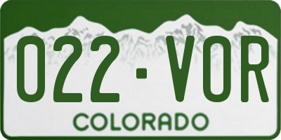 CO license plate 022VOR