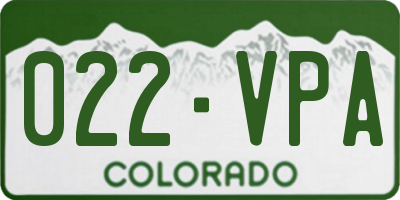 CO license plate 022VPA