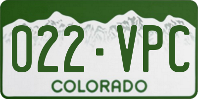 CO license plate 022VPC