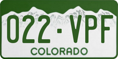 CO license plate 022VPF