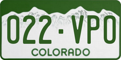 CO license plate 022VPO