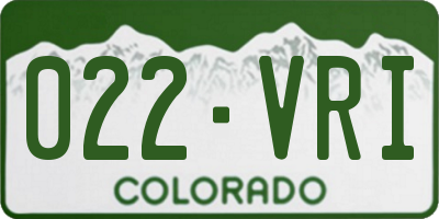 CO license plate 022VRI