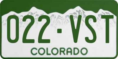 CO license plate 022VST