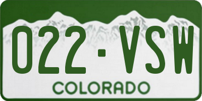 CO license plate 022VSW