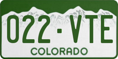 CO license plate 022VTE