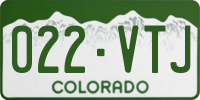 CO license plate 022VTJ