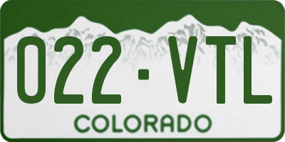 CO license plate 022VTL