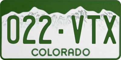 CO license plate 022VTX