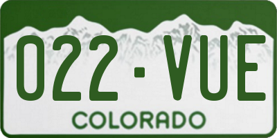 CO license plate 022VUE