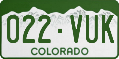 CO license plate 022VUK