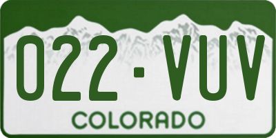 CO license plate 022VUV