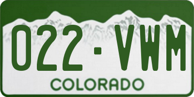 CO license plate 022VWM