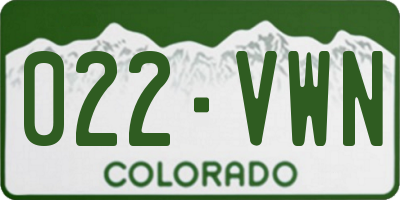 CO license plate 022VWN