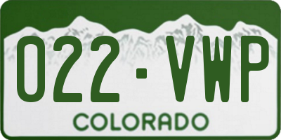 CO license plate 022VWP