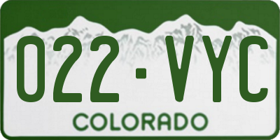 CO license plate 022VYC